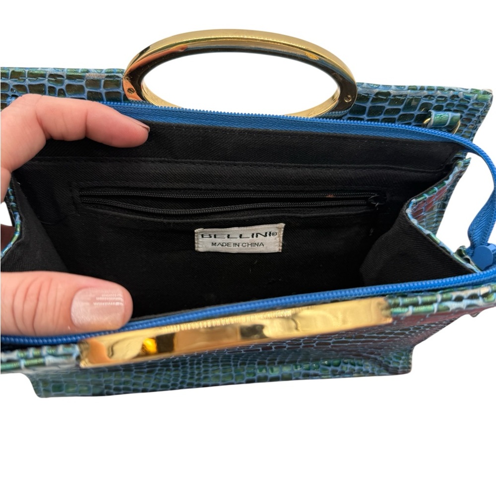 Bellini Blue & Green Crocodile Pattern Handbag - Picture 3 of 11